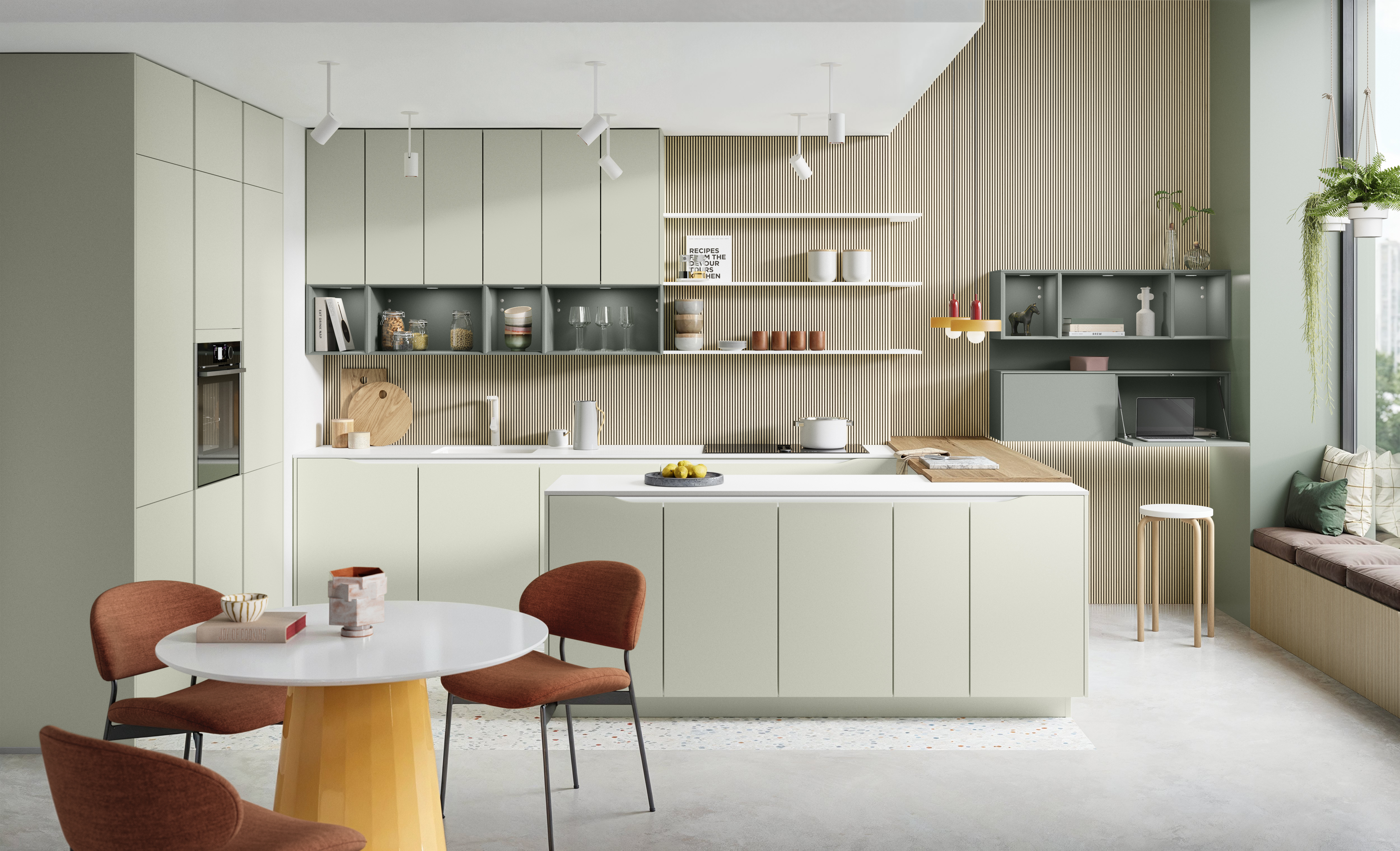 NOBILIA Jadegrün Hauptschuss mit Neff Geräte